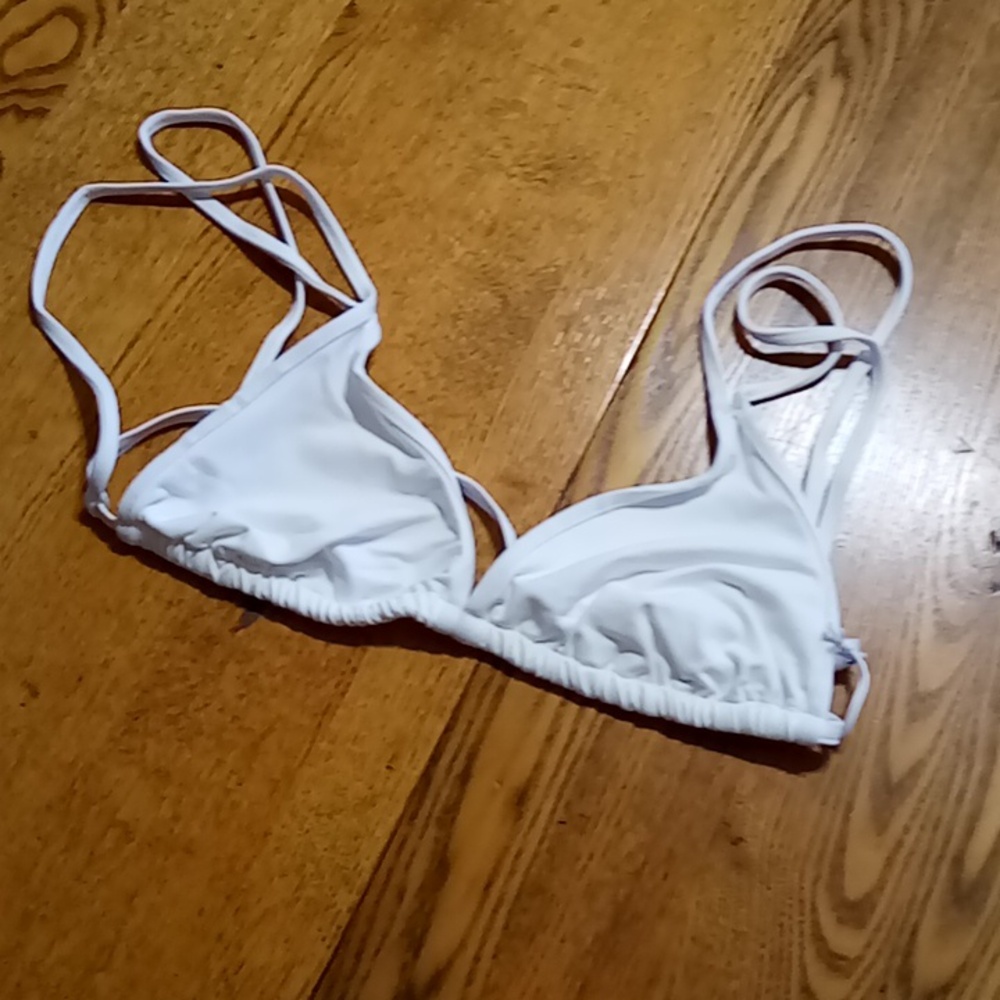 Andie Bikini Womens Top LARGE Triangle WHITE NEW The Cannes To Resort Beach…